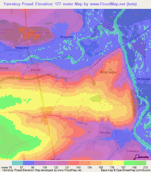 Yamskoy Posad,Russia Elevation Map