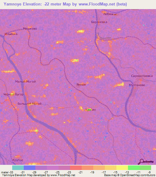 Yamnoye,Russia Elevation Map