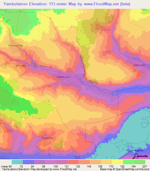 Yambulatovo,Russia Elevation Map