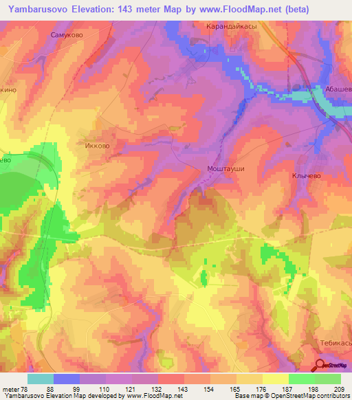 Yambarusovo,Russia Elevation Map