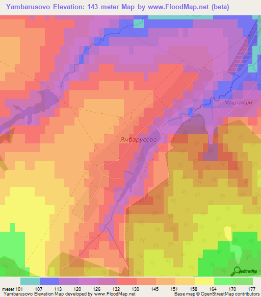 Yambarusovo,Russia Elevation Map