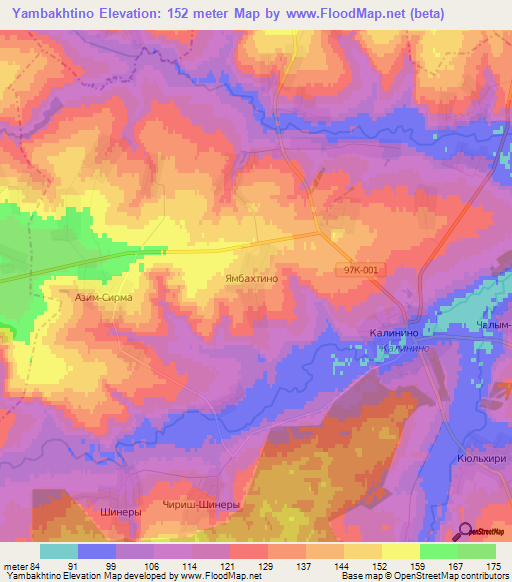 Yambakhtino,Russia Elevation Map