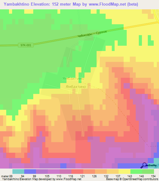 Yambakhtino,Russia Elevation Map