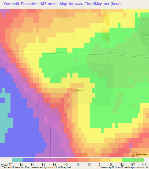 Yamashi,Russia Elevation Map