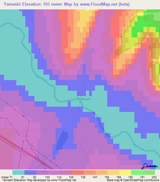 Yamashi,Russia Elevation Map