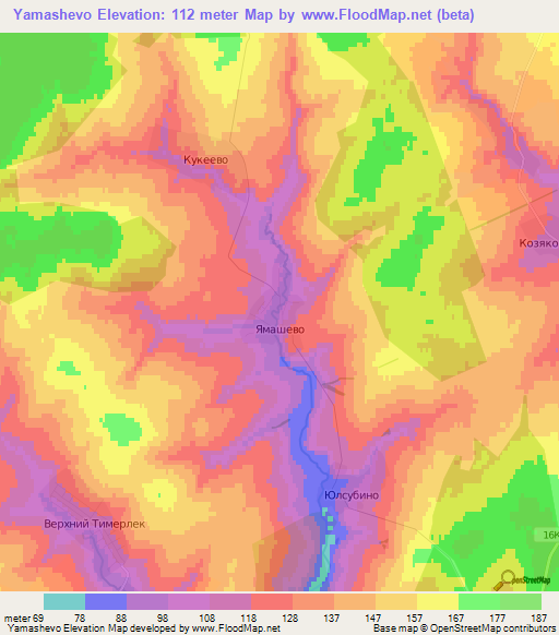 Yamashevo,Russia Elevation Map