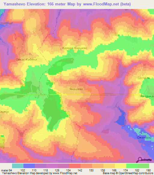 Yamashevo,Russia Elevation Map