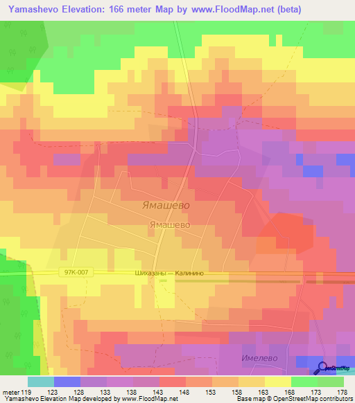 Yamashevo,Russia Elevation Map