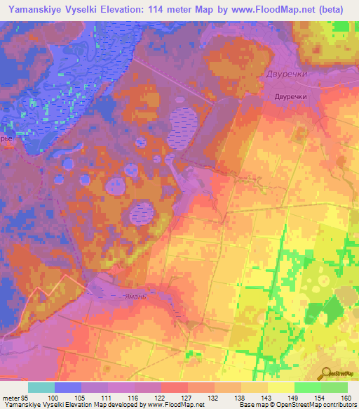 Yamanskiye Vyselki,Russia Elevation Map