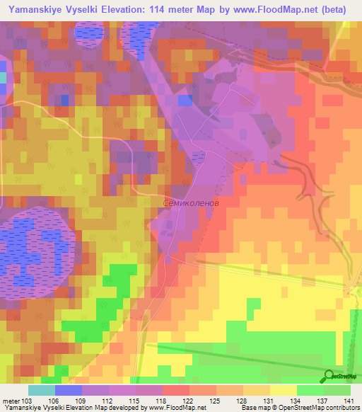 Yamanskiye Vyselki,Russia Elevation Map