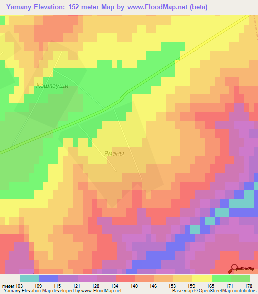 Yamany,Russia Elevation Map