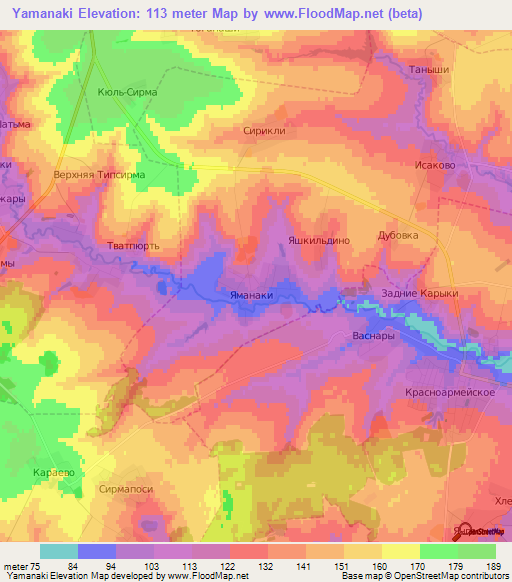 Yamanaki,Russia Elevation Map