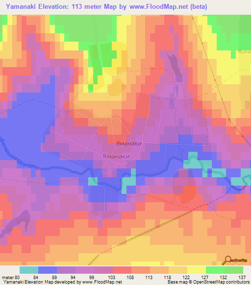 Yamanaki,Russia Elevation Map