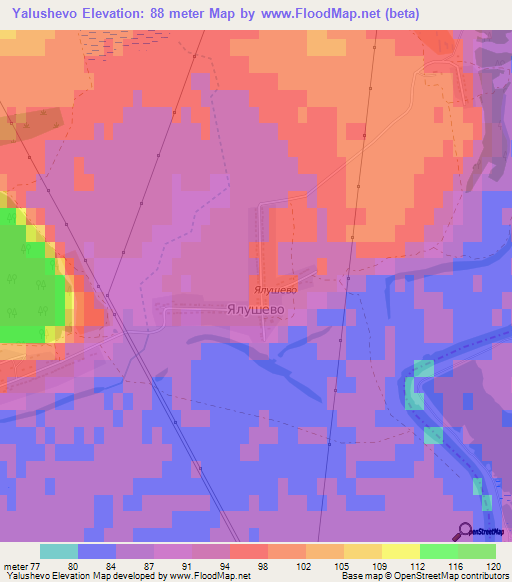 Yalushevo,Russia Elevation Map