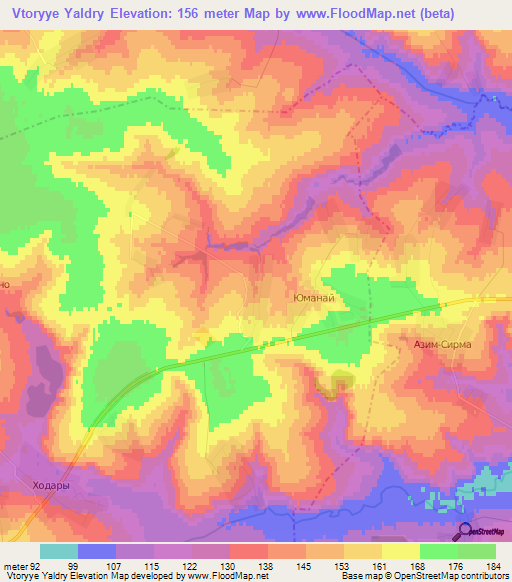 Vtoryye Yaldry,Russia Elevation Map