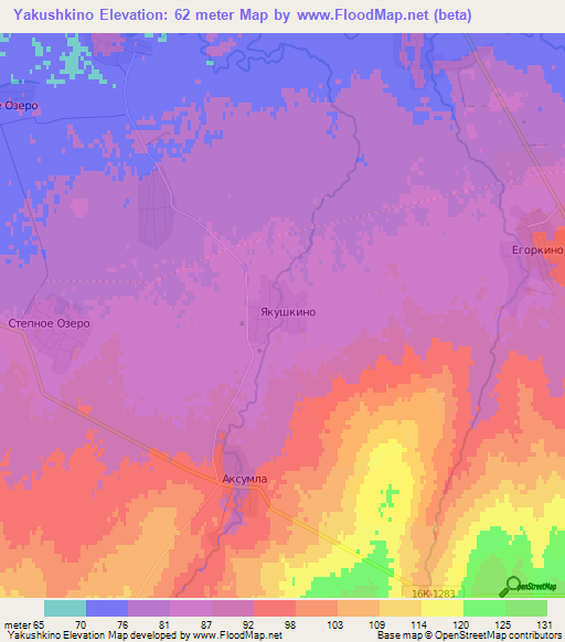 Yakushkino,Russia Elevation Map