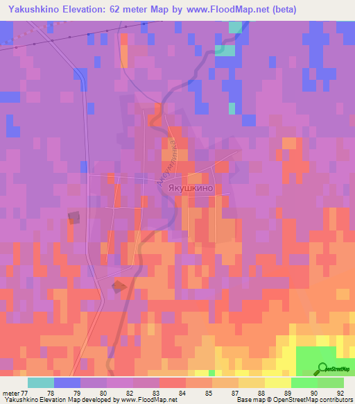 Yakushkino,Russia Elevation Map