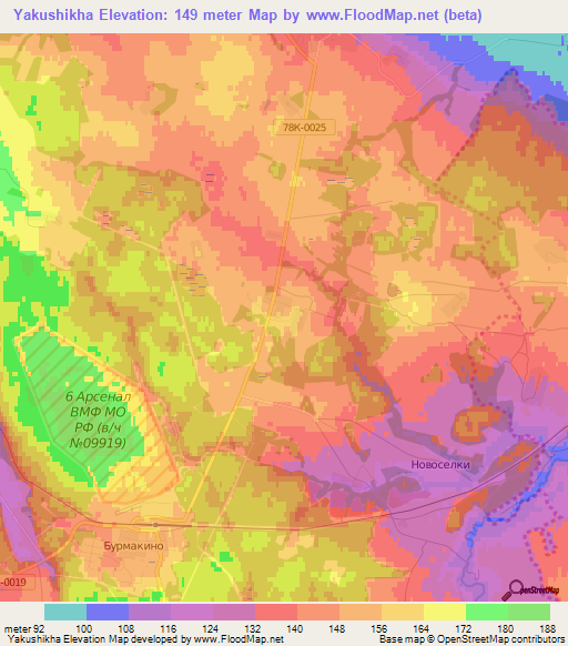 Yakushikha,Russia Elevation Map