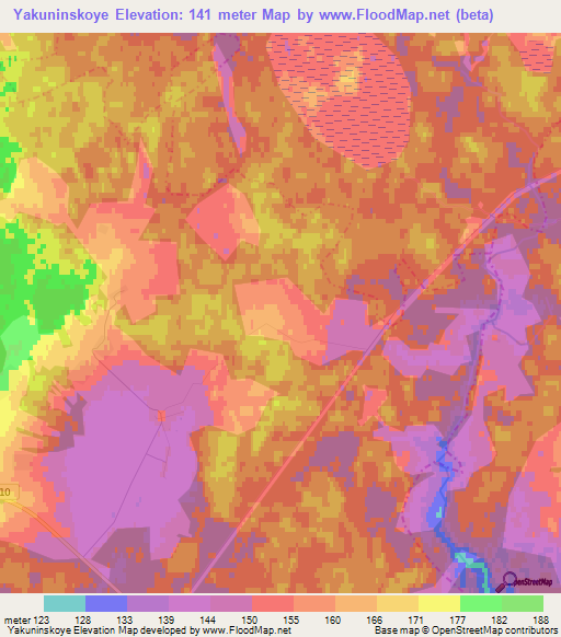 Yakuninskoye,Russia Elevation Map