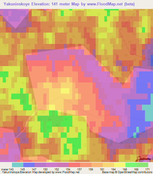 Yakuninskoye,Russia Elevation Map