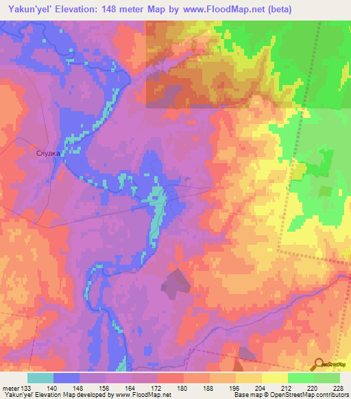 Yakun'yel',Russia Elevation Map