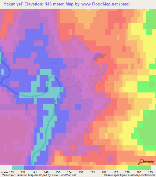 Yakun'yel',Russia Elevation Map