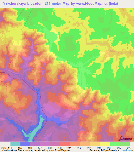 Yakshurskaya,Russia Elevation Map