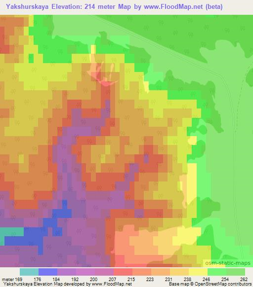 Yakshurskaya,Russia Elevation Map