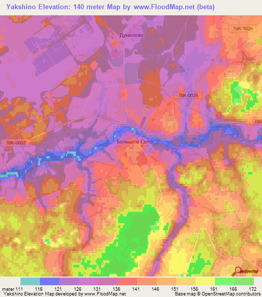 Yakshino,Russia Elevation Map