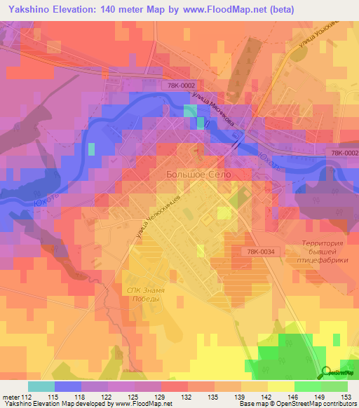 Yakshino,Russia Elevation Map