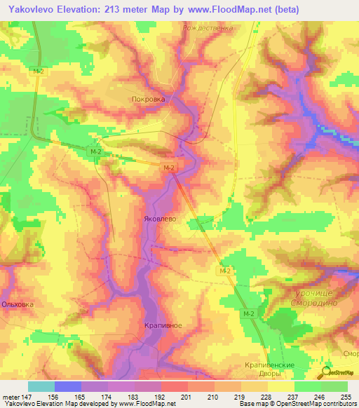 Yakovlevo,Russia Elevation Map