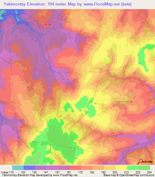 Yakimovtsy,Russia Elevation Map