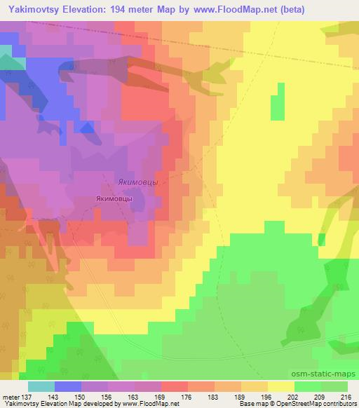 Yakimovtsy,Russia Elevation Map