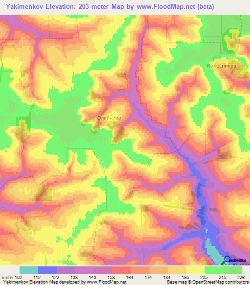 Yakimenkov,Russia Elevation Map