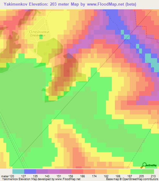 Yakimenkov,Russia Elevation Map