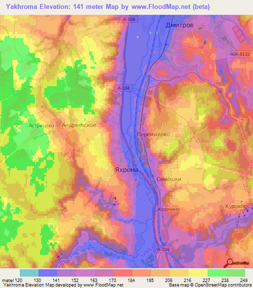 Yakhroma,Russia Elevation Map