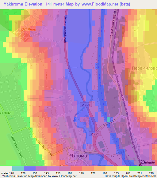 Yakhroma,Russia Elevation Map