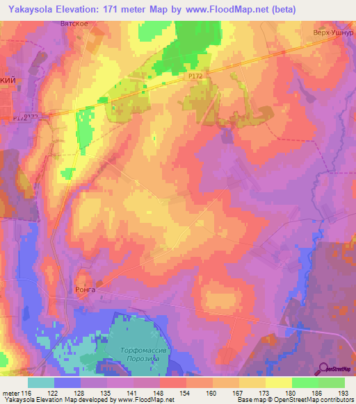 Yakaysola,Russia Elevation Map