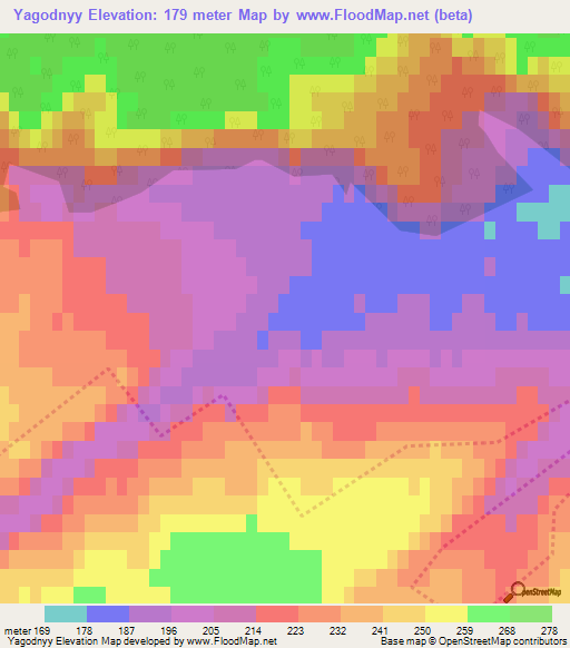 Yagodnyy,Russia Elevation Map