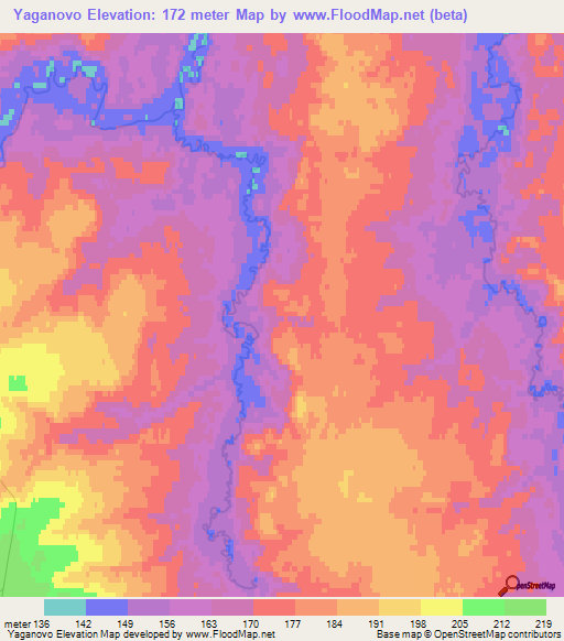 Yaganovo,Russia Elevation Map