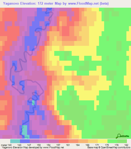 Yaganovo,Russia Elevation Map