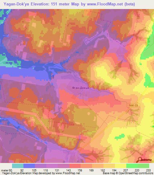 Yagan-Dok'ya,Russia Elevation Map