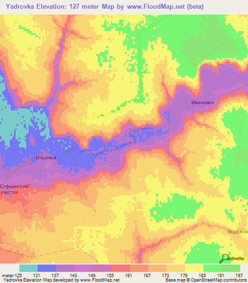 Yadrovka,Russia Elevation Map