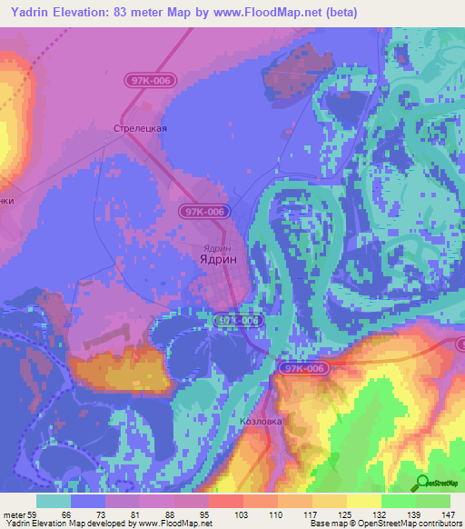 Yadrin,Russia Elevation Map