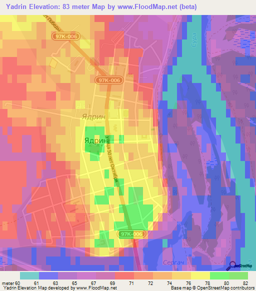 Yadrin,Russia Elevation Map