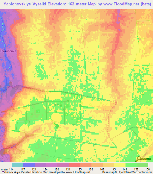 Yablonovskiye Vyselki,Russia Elevation Map