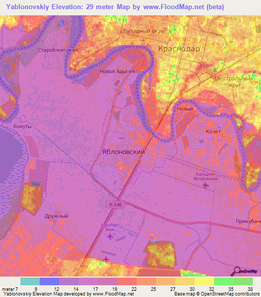 Yablonovskiy,Russia Elevation Map