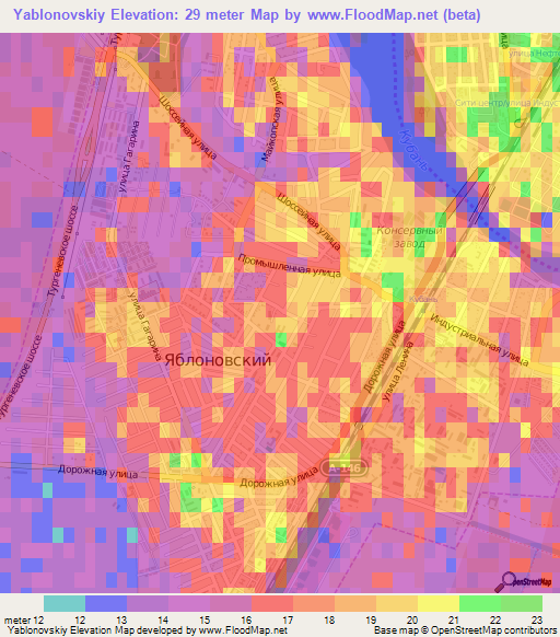 Yablonovskiy,Russia Elevation Map