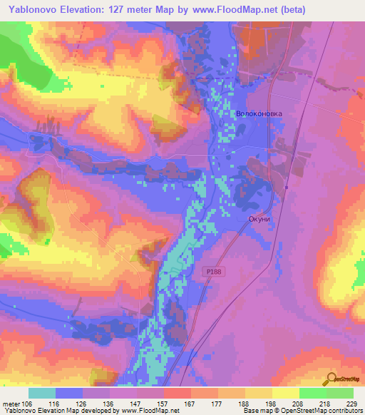 Yablonovo,Russia Elevation Map