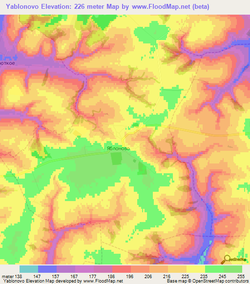 Yablonovo,Russia Elevation Map